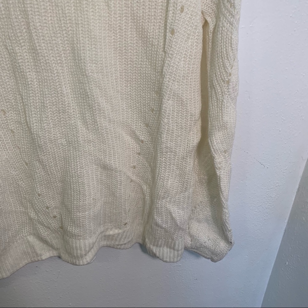 Maurices Women's Size XS Crewneck Sweater Cream Ivory Eyelet Wide Sleeves - Picture 5 of 10